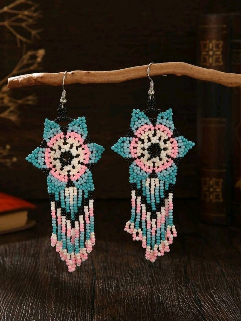 Handmade Beaded Flower Earrings